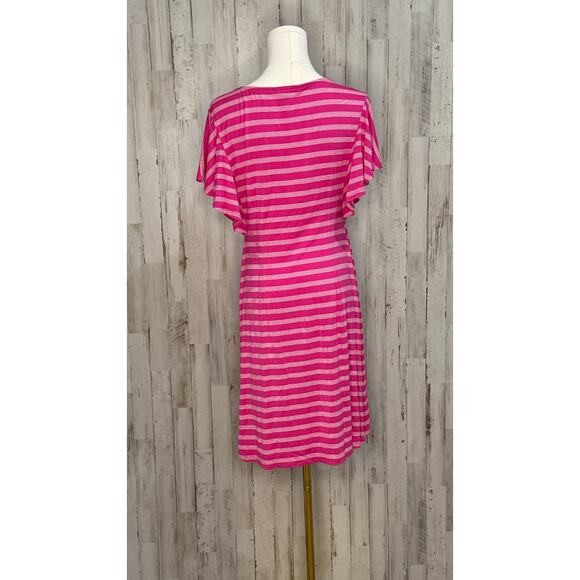 Tommy Bahama Women's Pink Stripe Flutter Sleeve Dress Size Small - Picture 6 of 7